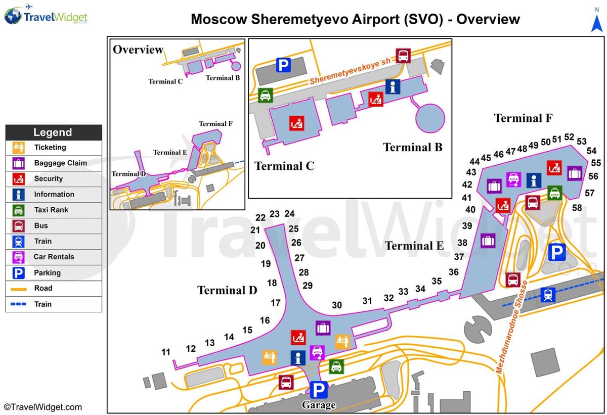 Sheremetyevo kat nan tèminal yo