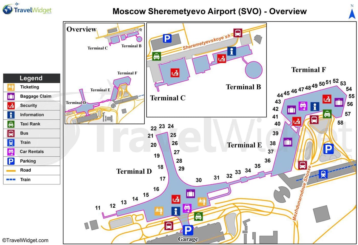 Moskou Sheremetyevo ayewopò kat jeyografik